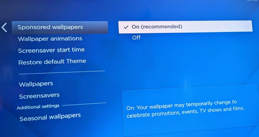 Roku turn off sponsored wallpapers